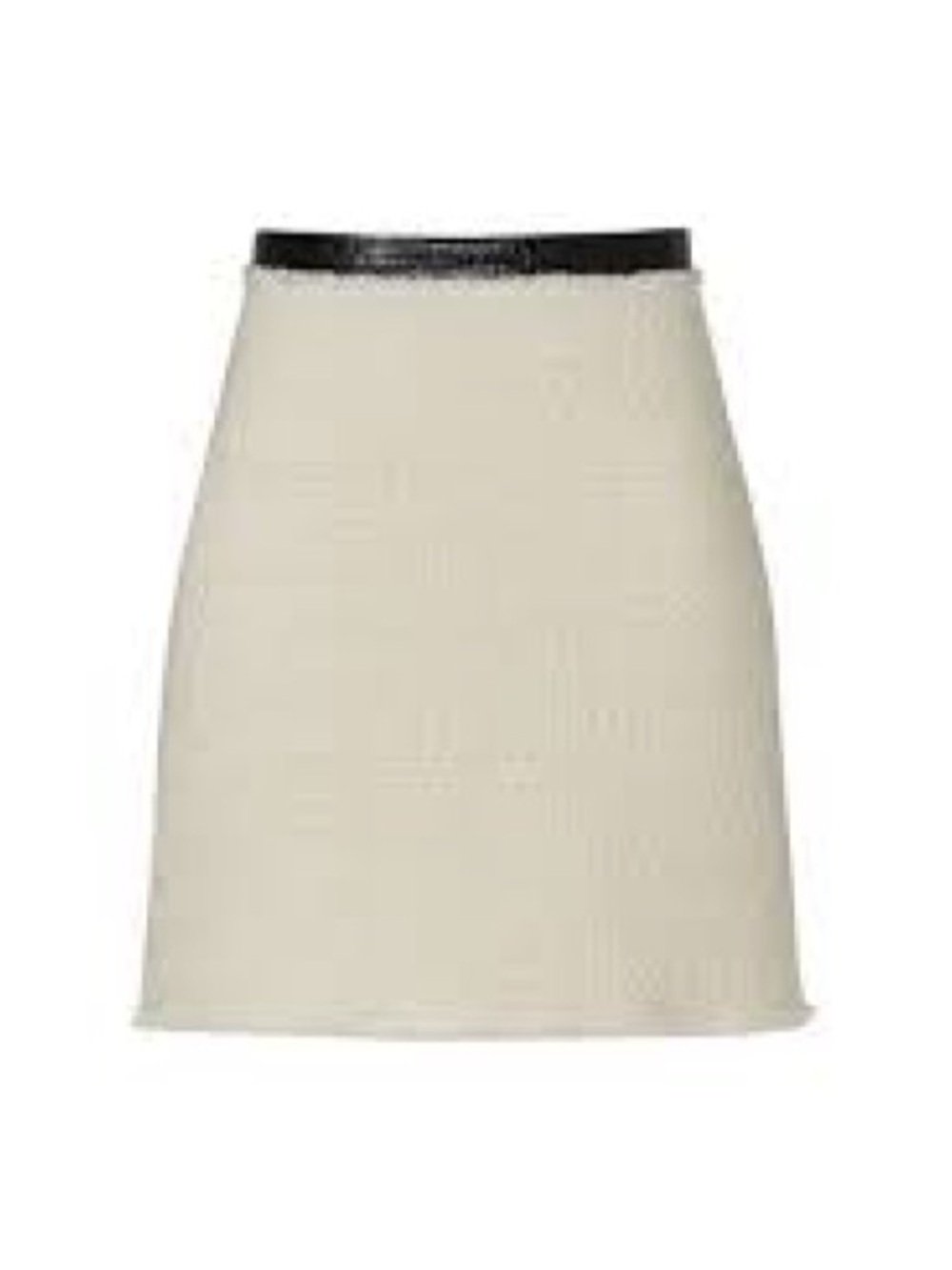 Rebecca Taylor Cream Bouclé Tweed Mini Skirt with Black Leather Trim (122) - Picture 2 of 8